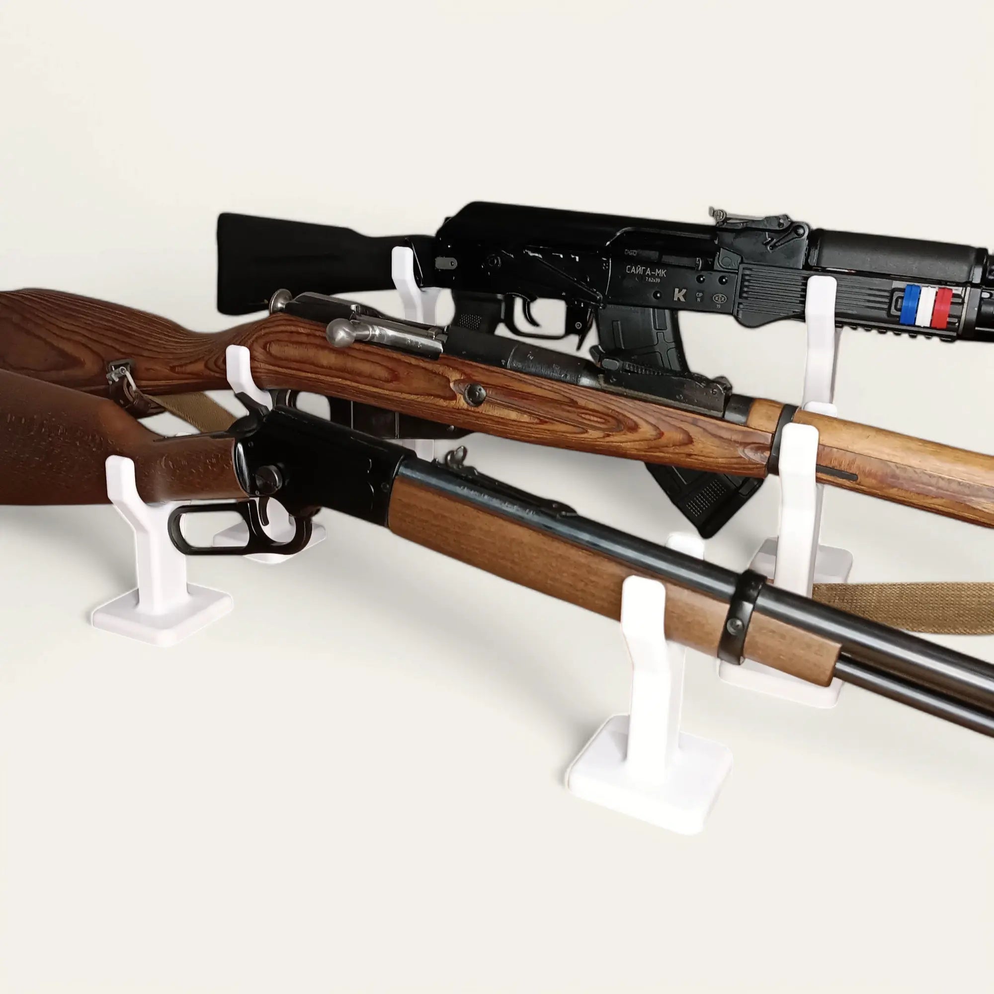 Lot de 2 supports petits noirs universels pour fusils - Taille et couleur au choix - Impression de liberté