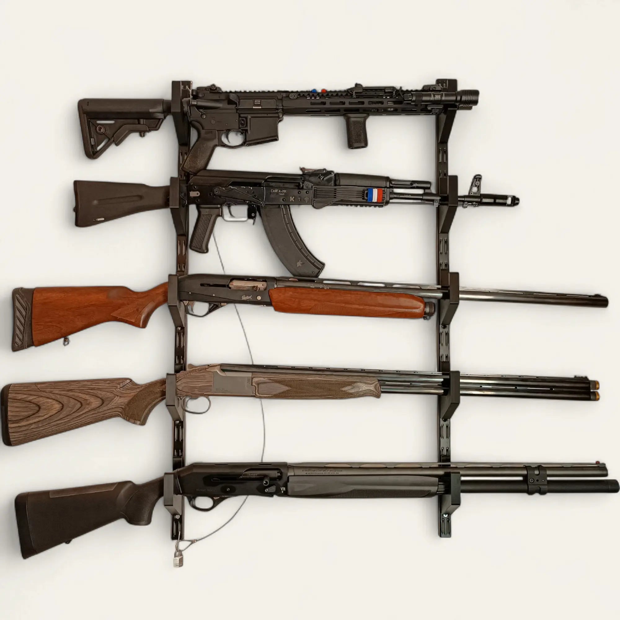 Paire de crochets de support de fusil universels pour crémaillères doubles - Impression de liberté